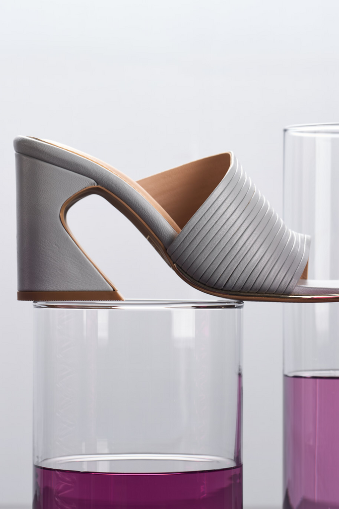 Designer, Leather, Heels, Footwear, Shoes, Luxury, Premium, Office Wear, Partywear,  Casual, Stylish, Evening Wear, Modern, Classic, Comfortable, Sustainable,  Grey  Block Heels, Soft & Comfortable Heels, High Heels, Mules
