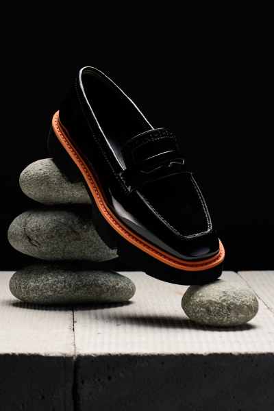 Designer, Leather,  Footwear, Loafers, Shoes, Luxury, Premium, Office Wear, Partywear, Flats, Casual, Stylish, Evening Wear, Modern, Classic, Comfortable, Sustainable, Chunky Loafer, Color Orange Shoes, Black Shoes, Heel Your Sole , Statement Loafers, Patent Loafers